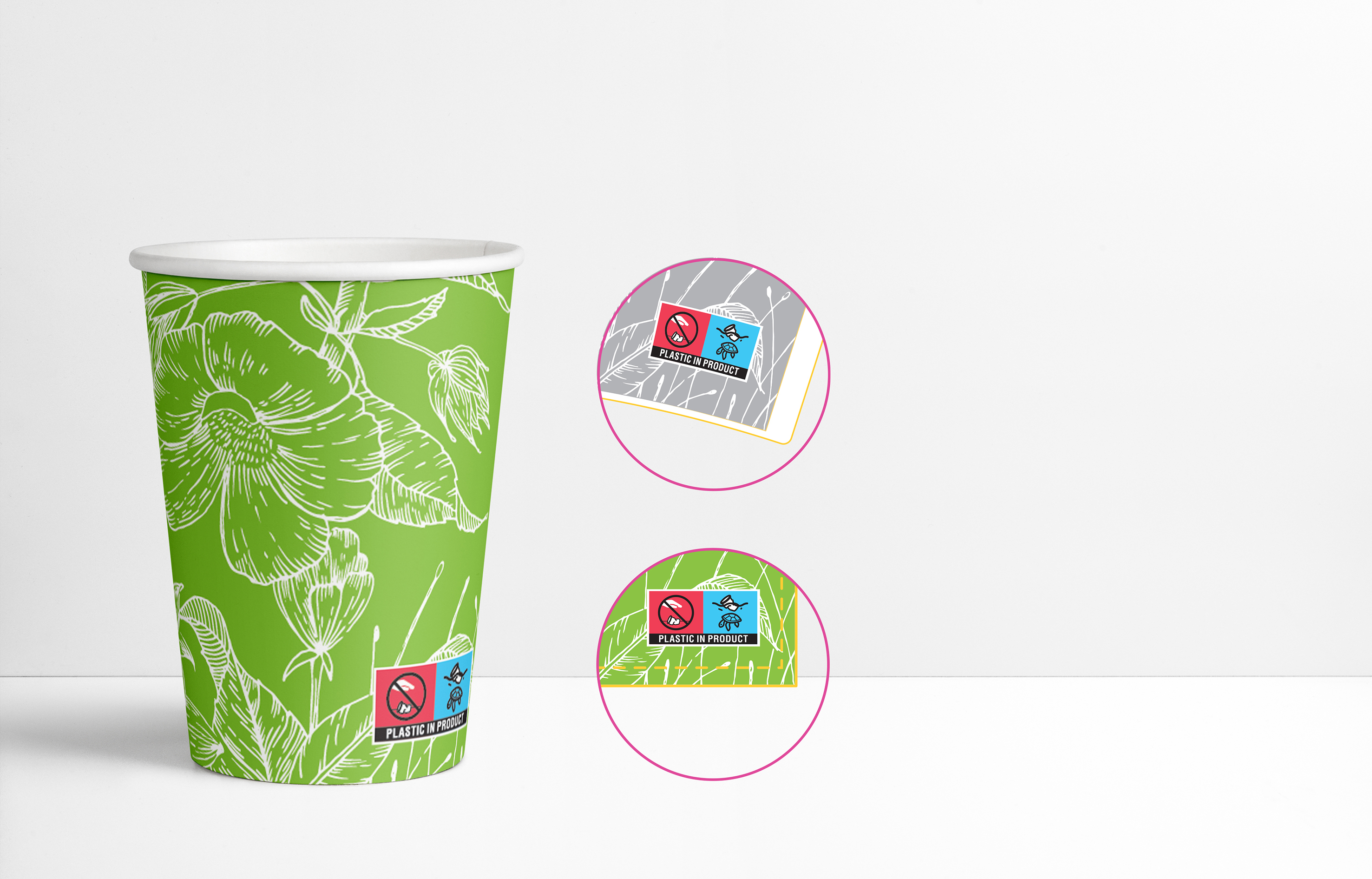 Paper cups labeling according to SUP Directive

